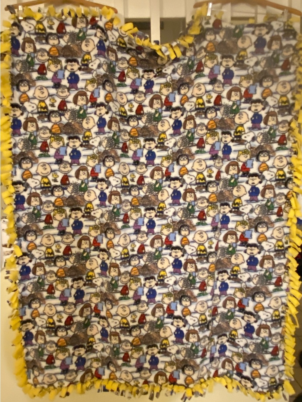 Peanuts Character Fleece Throw Blanket with Yellow Fringe